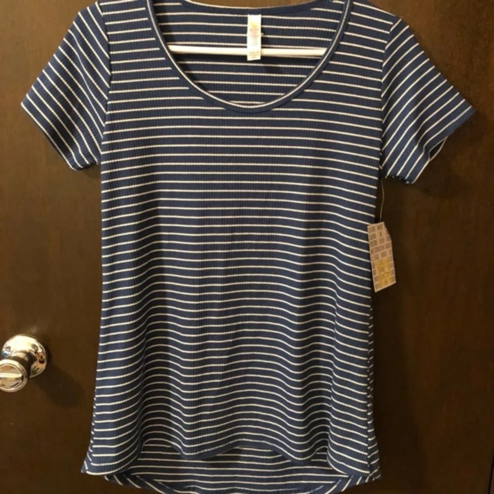 NWT lularoe classic tee ribbed navy XXS